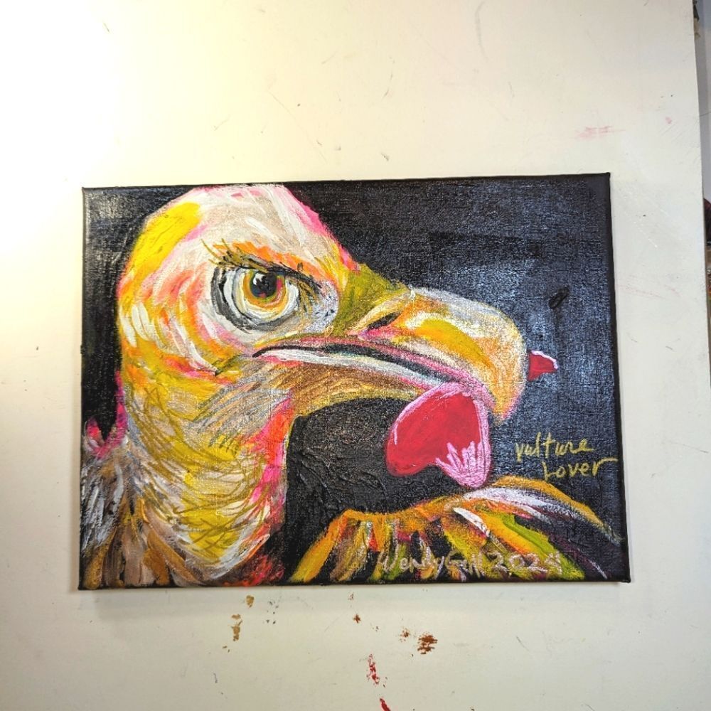 Wendy Gell Art Painting "Vulture Lover". Paint and markers. - Picture 3 of 3